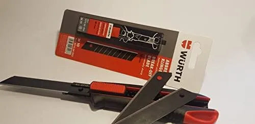 Cutter professionnel Würth 2K – 3 lames sécables + 10 lames supplémentaires