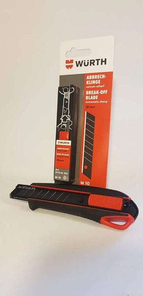 Cutter professionnel Würth 2K – 3 lames sécables + 10 lames supplémentaires