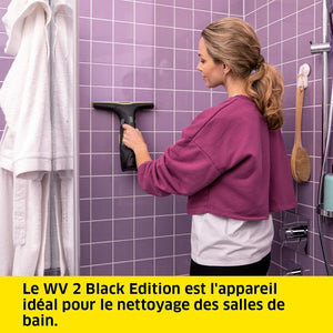 Kärcher WV 2 Black Edition – Nettoyeur de Vitres Sans Fil, 35 min d’Autonomie, 2 Raclettes