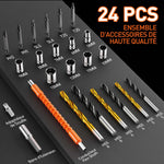 Perceuse Visseuse Sans Fil 20V – 2 Batteries 2.0Ah, 42Nm, 25+1 Réglages, 24 Accessoires