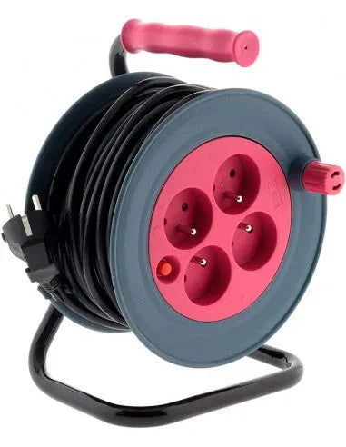 ENROULEUR 15M avec 4 prises 2P+T - Câble H05VV-F 3G1 mm, 2300W Déroulé